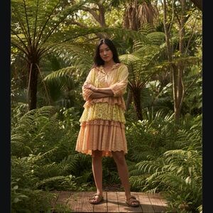 Knox Rose Lace Midi Dress in Yellow and Orange